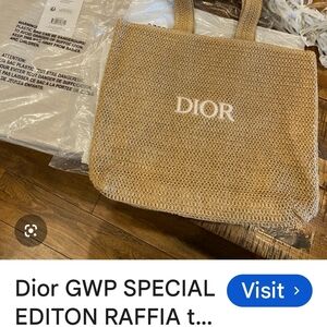 Dior Beige Raffia Tote Bag